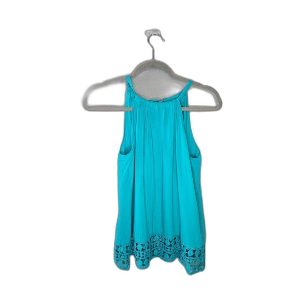 Nicole by Nicole Miller Women's NWT Aqua Crochet Trim Tank Size Small
